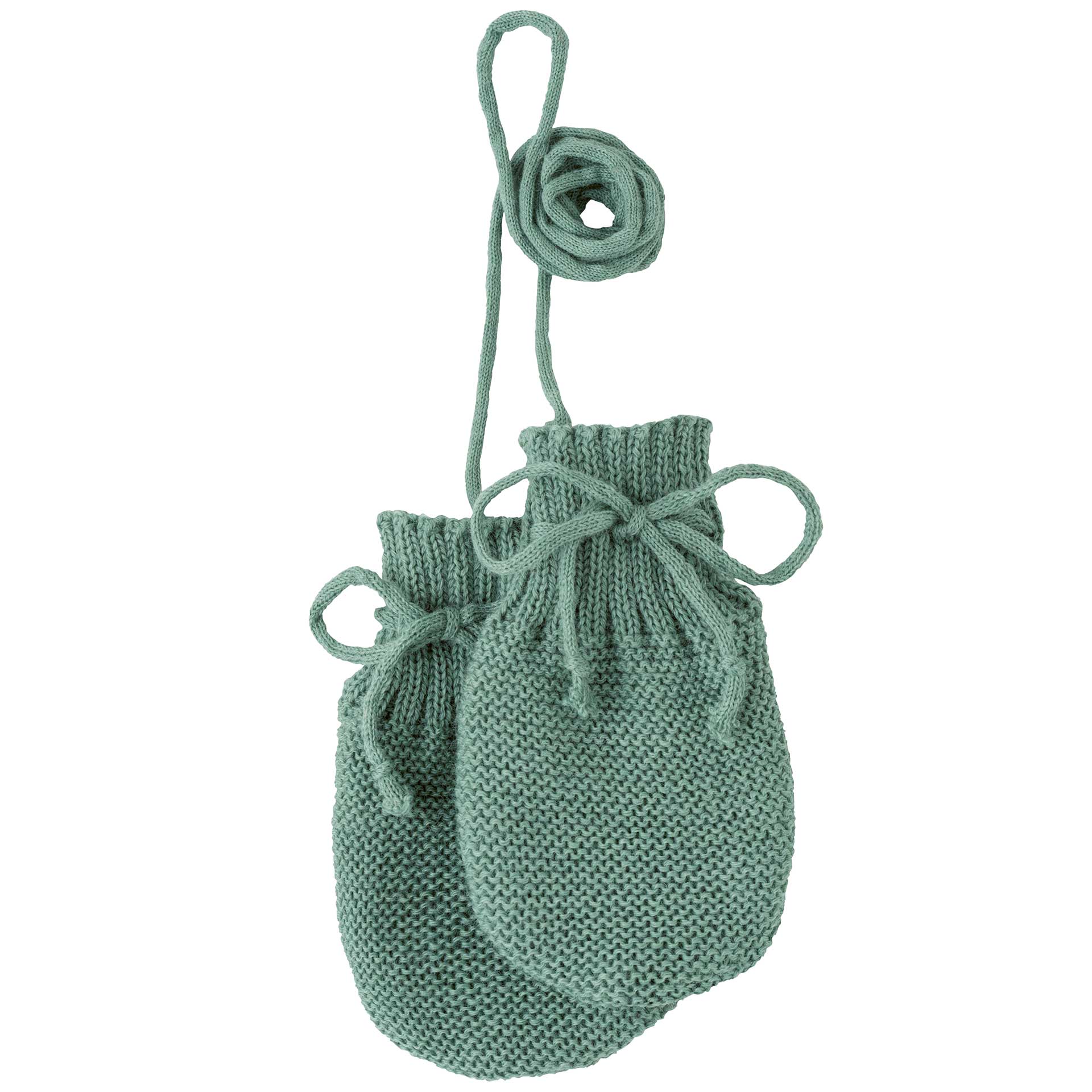 disana Strick-Handschuhe Jade aus Bio-Merinowolle, Linksstrick, lange Bündchen für guten Halt, mit Kordel verbunden