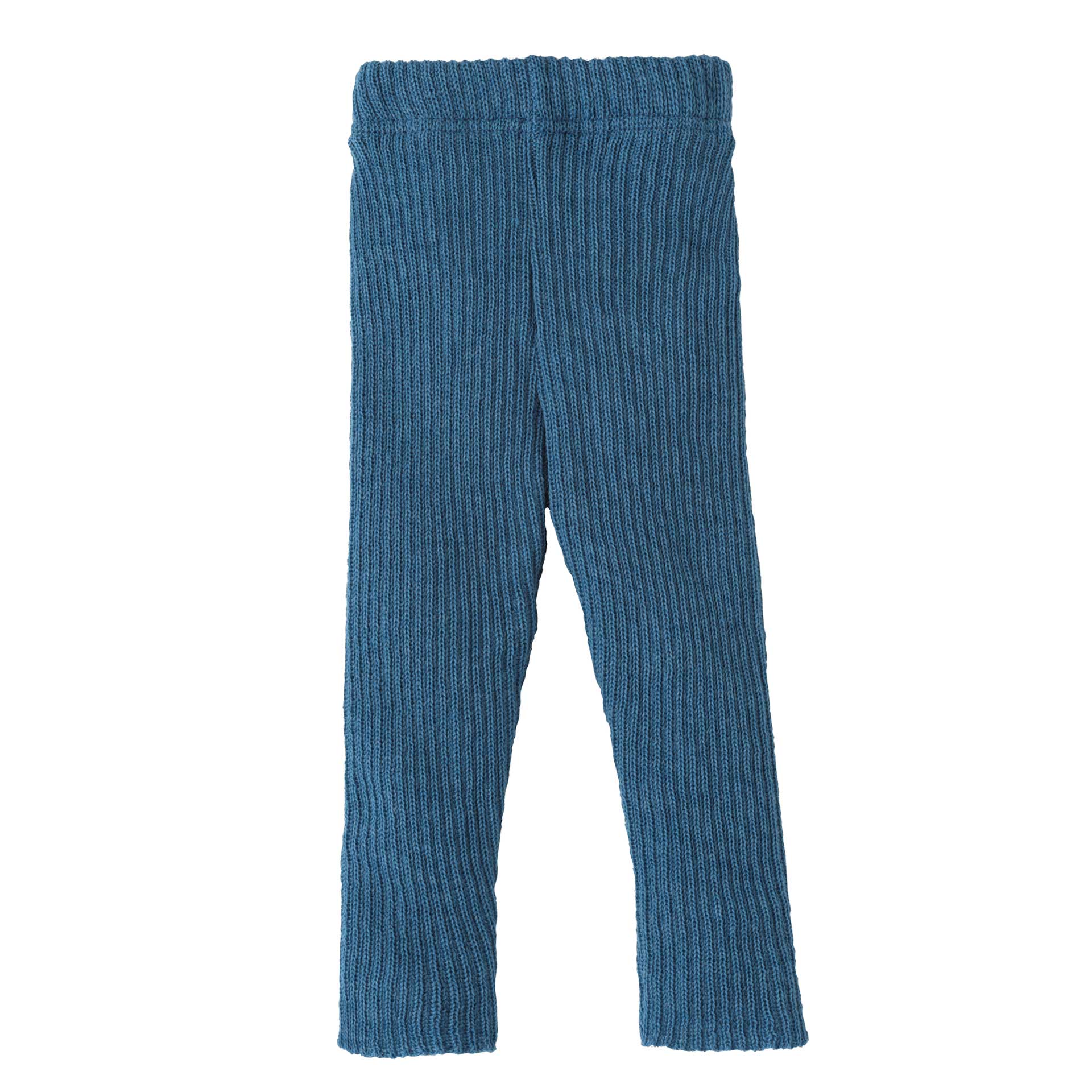 Bequeme disana Strick-Leggings, Taubenblau aus Bio-Merinowolle, elastischer Rippstrick, weicher Gummibund verhindert Rutschen