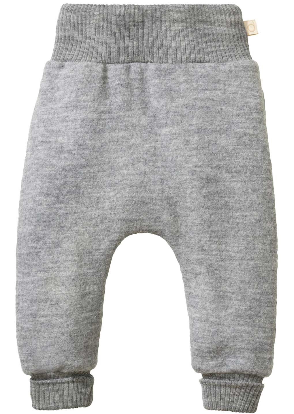 Bequeme graue disana Pumphose, leichter Wollwalk aus Bio-Merinowolle, elastischer Bund am Laib, Strickbündchen an den Beinen