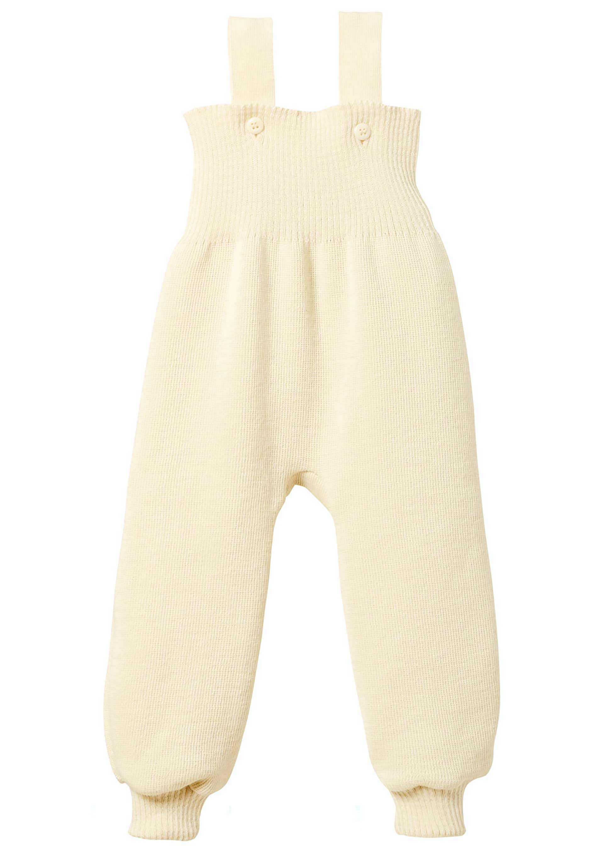 disana Strick-Trägerhose, Natur, Strick aus Bio-Merinowolle, mit hoch geschnittenem Bund für warmen Bauch & Rücken, 2 Träger