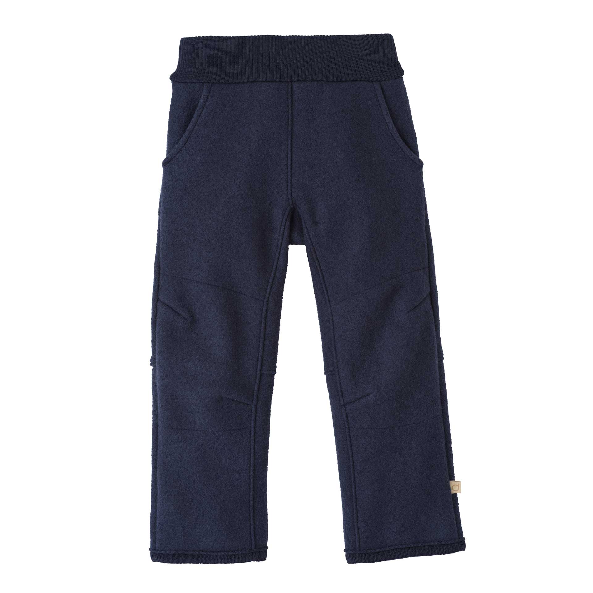 disana Walk-Hose, Indigo, Wollwalk und Strick aus Bio-Merinowolle mit bequemem elastischem Bund und vorgeformten Kniepartien
