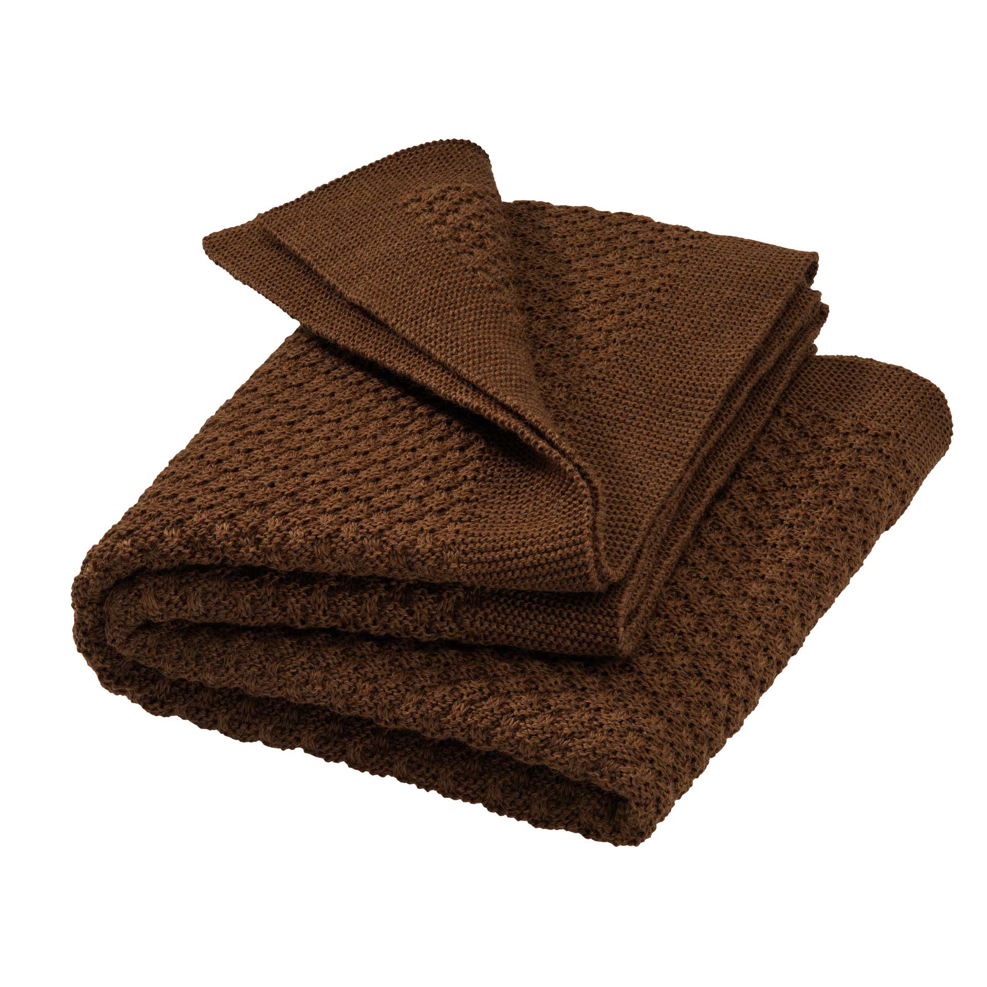 disana Waben-Strickdecke in Haselnuss aus 100% Bio-Merinowolle, Wabenstrickmuster und modernem Strickrand, weich & kuschelig