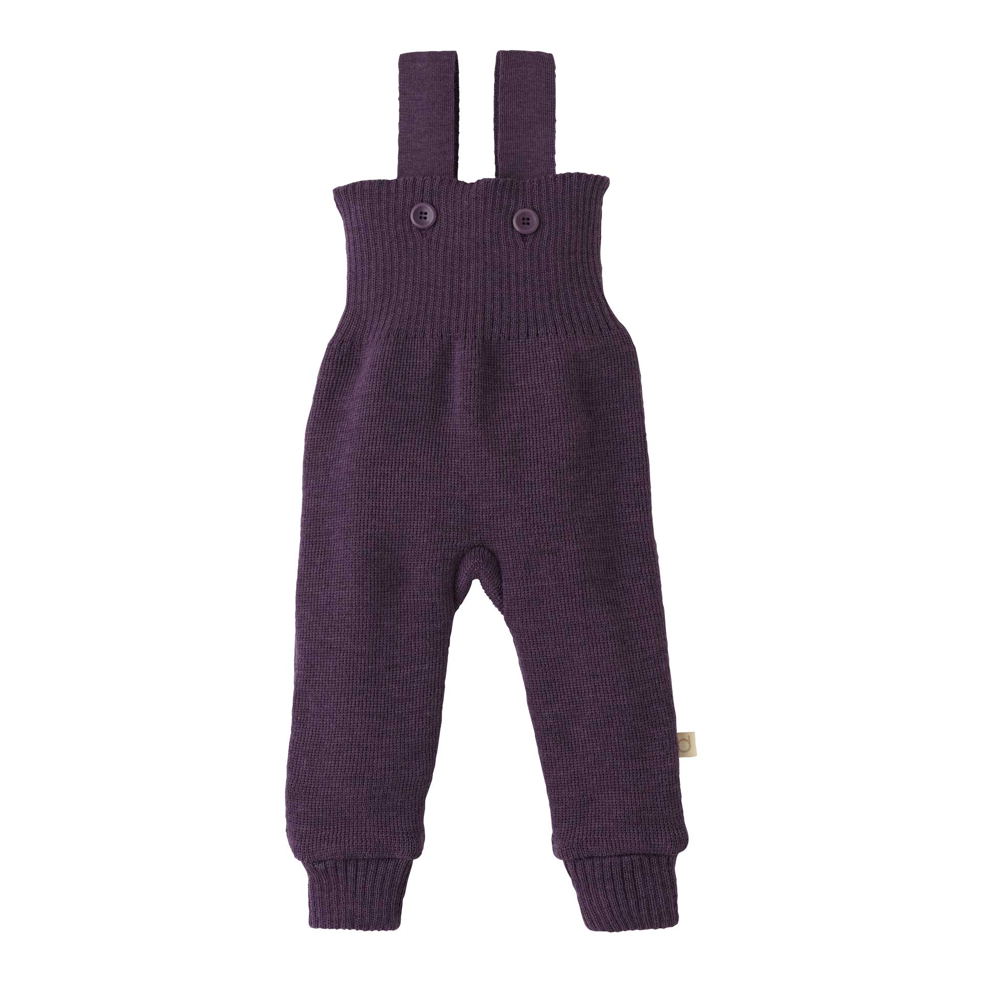 disana Strick-Trägerhose Aubergine Strick aus Bio-Merinowolle mit hoch geschnittenem Bund für warmen Bauch & Rücken, 2 Träger