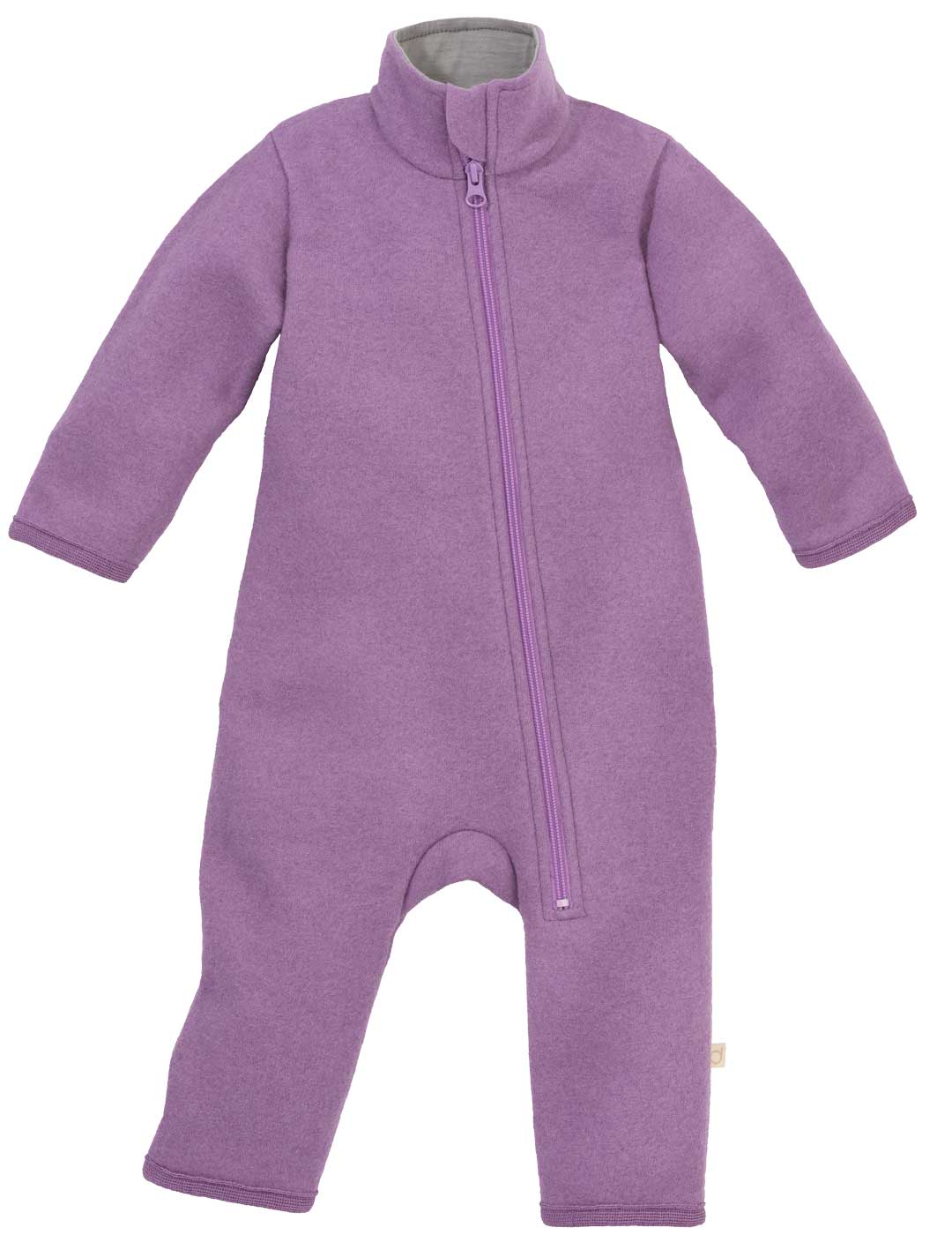 disana Walk-Anzug Flieder Wollwalk 260g/m² aus Bio-Merinowolle, mit schräg verlaufendem Reißverschluss, für Frühjahr & Sommer