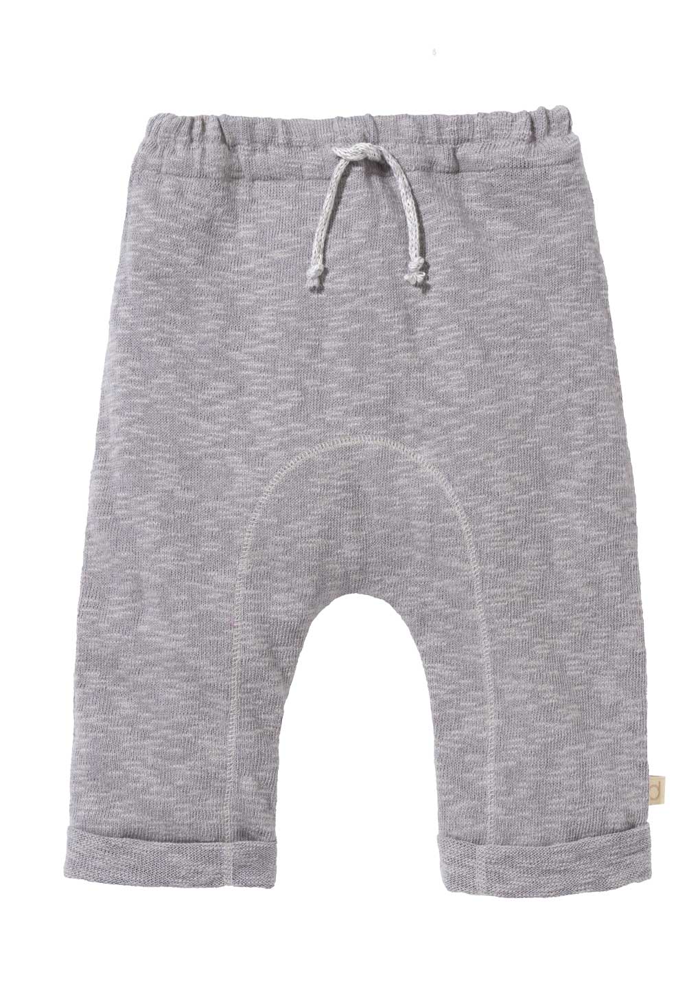 disana Leinen-Strickhose aus Bio-Baumwolle/Leinen-Mix, Grau, 7/8, weit geschnitten mit extra tiefem Schritt, super lässig